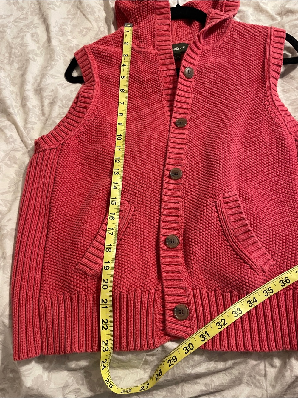Eddie Bauer vintage Coral Knit Button-Front Vest - Picture 5 of 5